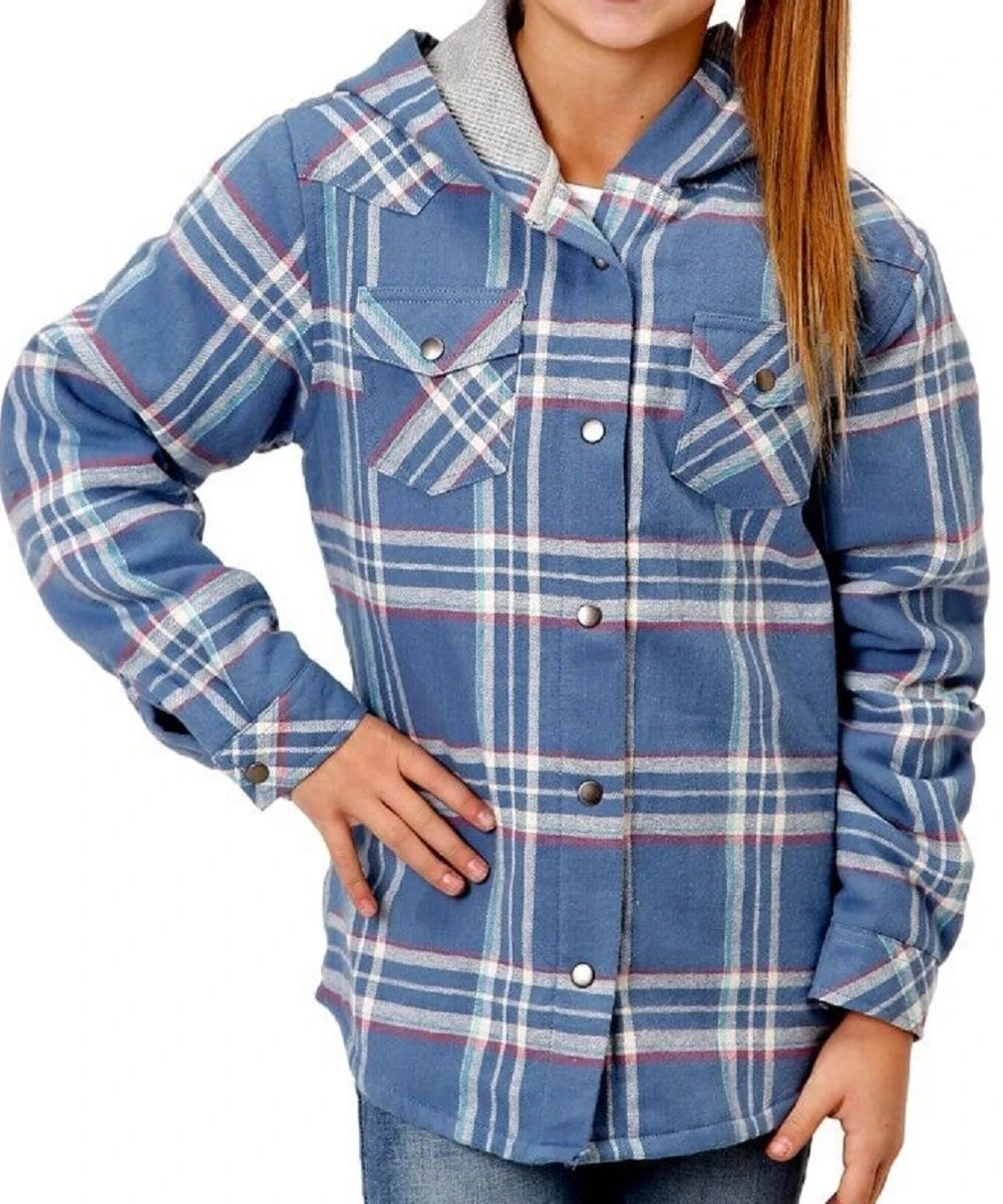Roper Girls' Thermal Lined Flannel Snap Jacket 4 Roper Girls' Thermal Lined Flannel Snap Jacket - Image 4