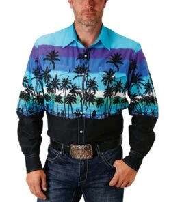 Roper Men's Beach Roundup Scenic Snap Shirt