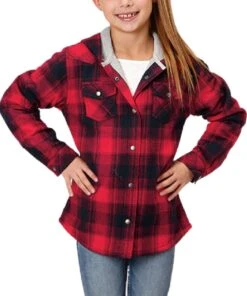 Roper Girls' Thermal Lined Flannel Snap Jacket 6 Roper Girls' Thermal Lined Flannel Snap Jacket -Western Cowboy Clothing 0329801191695 red and black