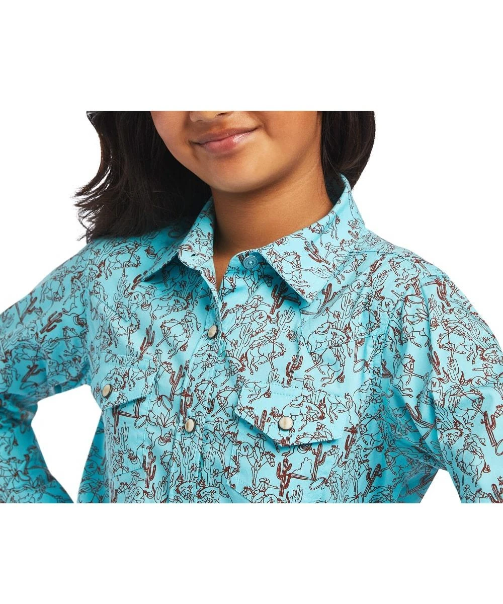 Ariat Girls' R.E.A.L. Bucking Bronc Snap Shirt 3 Ariat Girls' R.E.A.L. Bucking Bronc Snap Shirt - Image 3