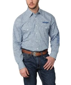 Wrangler Men's Big And Tall Logo Button Down Shirt