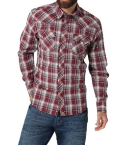 Wrangler Men's Retro Plaid Western Snap Shirt