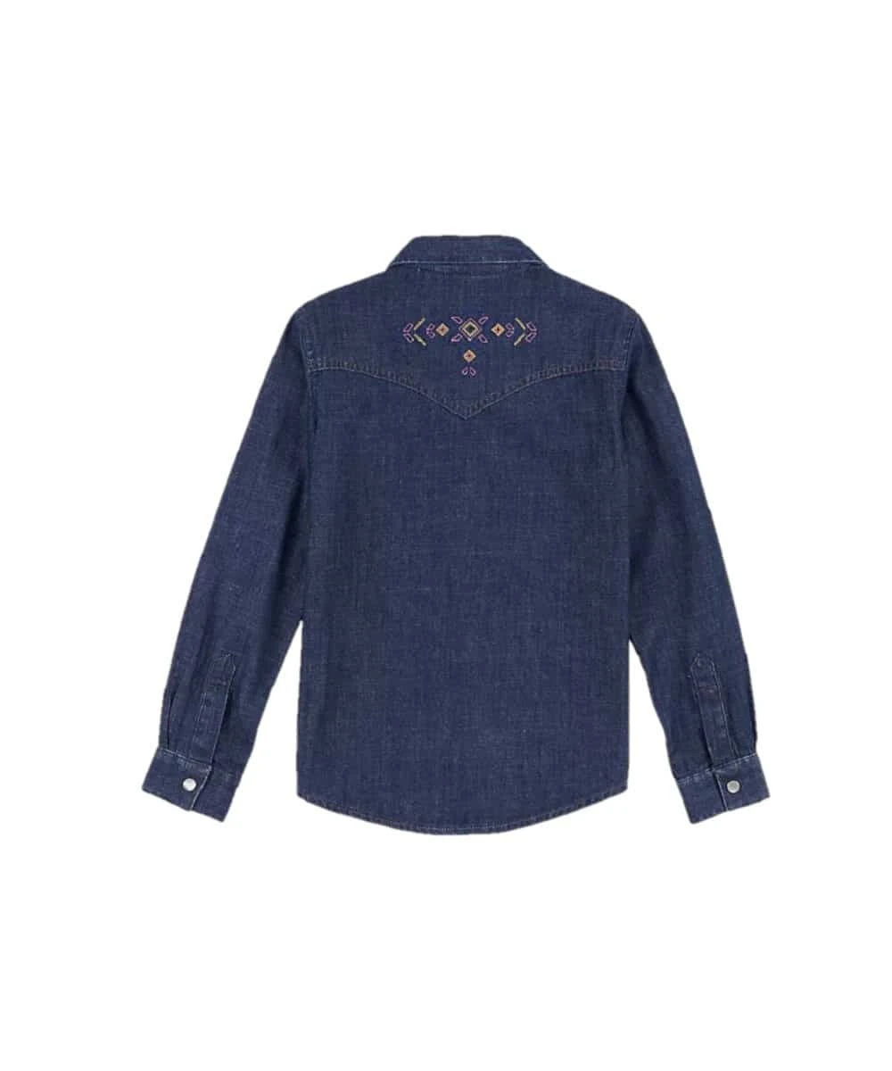 Wrangler Girls' Snap Denim Shirt 2 Wrangler Girls' Snap Denim Shirt - Image 2