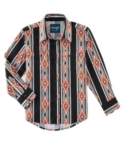 Wrangler Boys' Checotah Print Snap Shirt