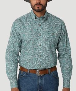 Wrangler Men's George Straight Print Button Down Shirt