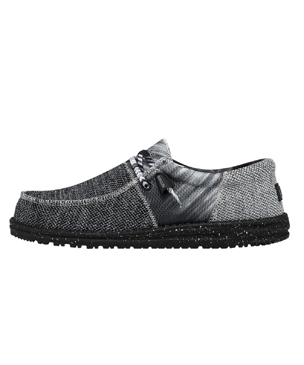 Hey Dude Men's Tri Black And Silver Wally Sox Shoe 1 Hey Dude Men's Tri Black And Silver Wally Sox Shoe