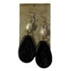 J. Forks Designs Women's Black Leather Pearl Earrings