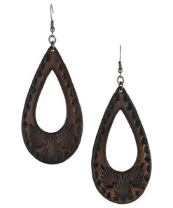 Trenditions Women's Justin Tooled Leather Teardrop Earrings