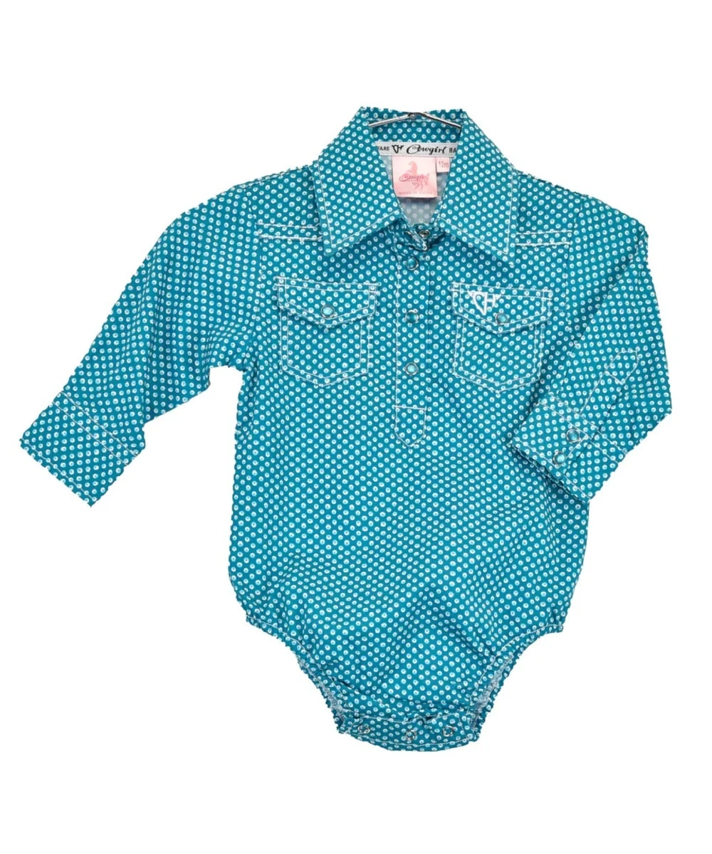 Cowgirl Hardware Infant Turquoise Snap Onesie