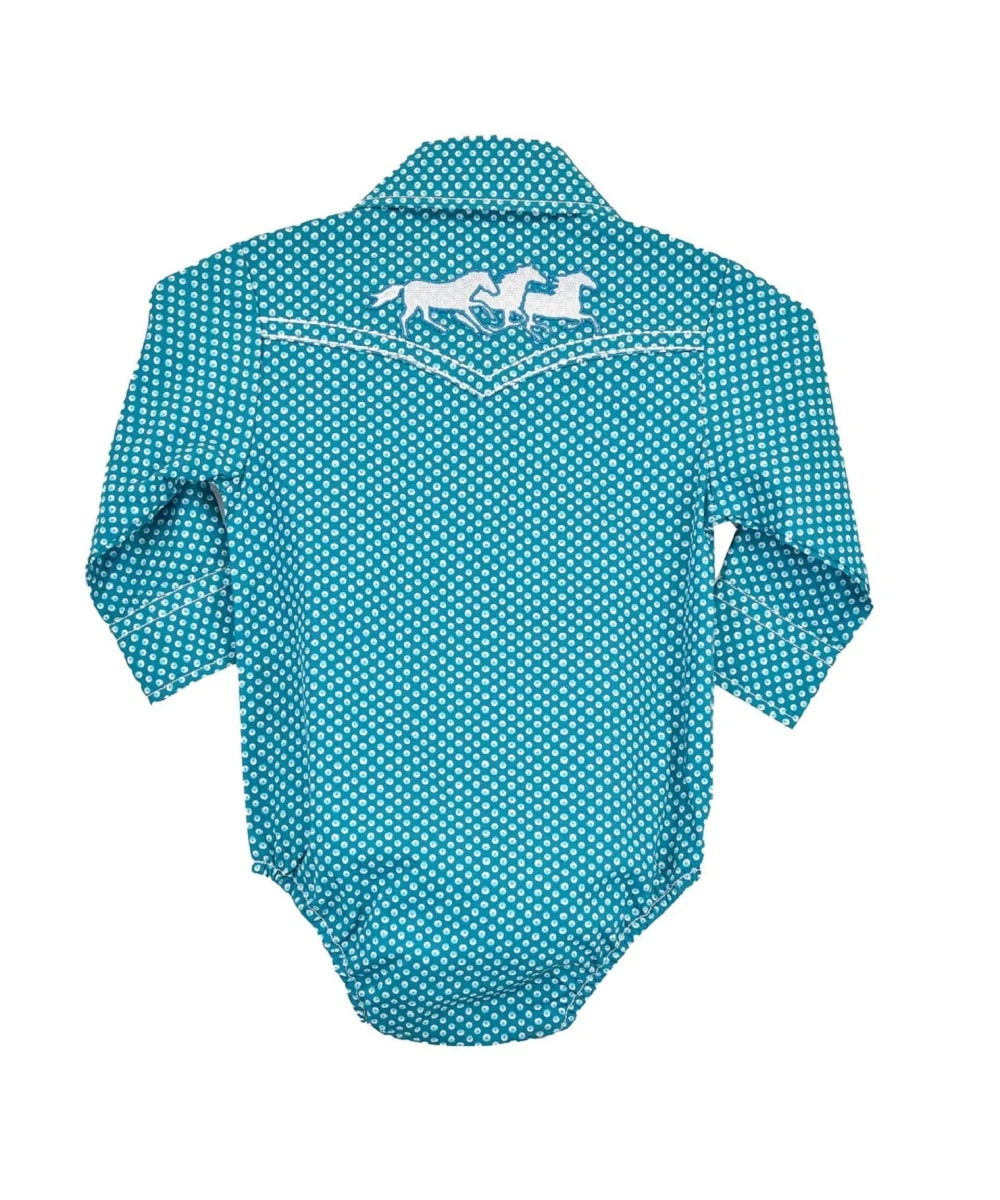 Cowgirl Hardware Infant Turquoise Snap Onesie 2 Cowgirl Hardware Infant Turquoise Snap Onesie - Image 2