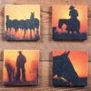 HiEnd Accents Cowboy Sunset Coaster