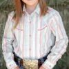 Cinch Girls' Striped Snap Shirt