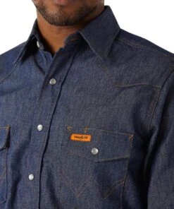 Wrangler Men's Flame Resistant Snap Work Shirt -Western Cowboy Clothing FR12127 c