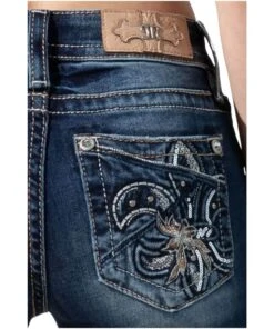 Miss Me Women's Broken Fleur Jeans -Western Cowboy Clothing M3939B pocket