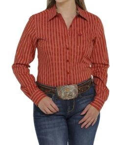 Cinch Women's Orange Button Down Shirt