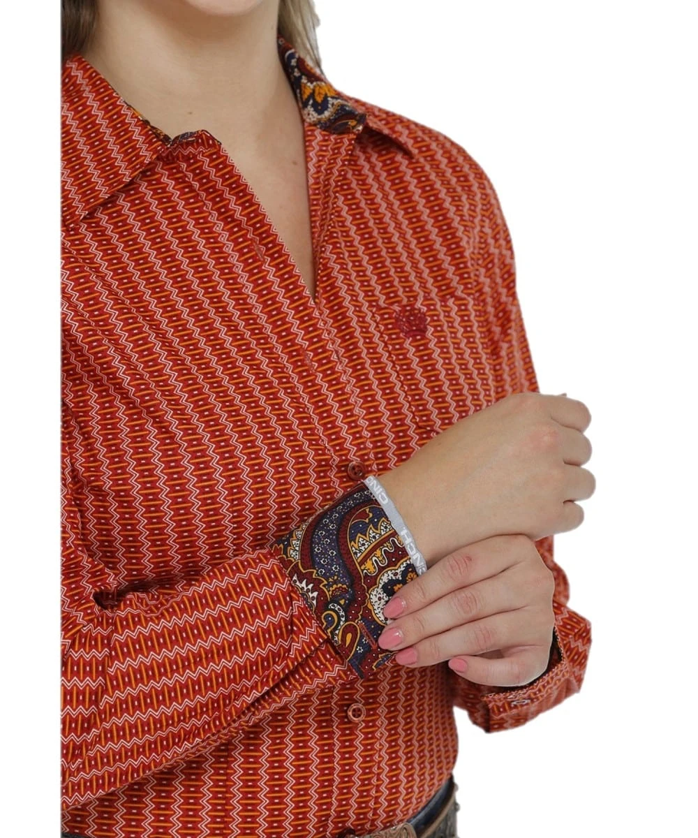 Cinch Women's Orange Button Down Shirt 2 Cinch Women's Orange Button Down Shirt - Image 2