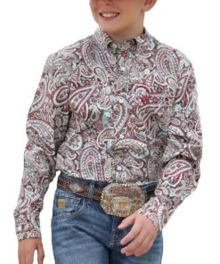 Cinch Boys' Paisley Print Button Down Shirt