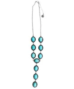 West & Co. Women's Silver Oval Turquoise Concho Lariat Necklace