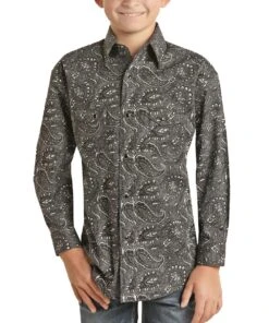 Rock & Roll Cowboy Boys' Paisley Snap Shirt