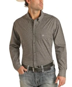 Panhandle Men's Geo Print Button Down Shirt