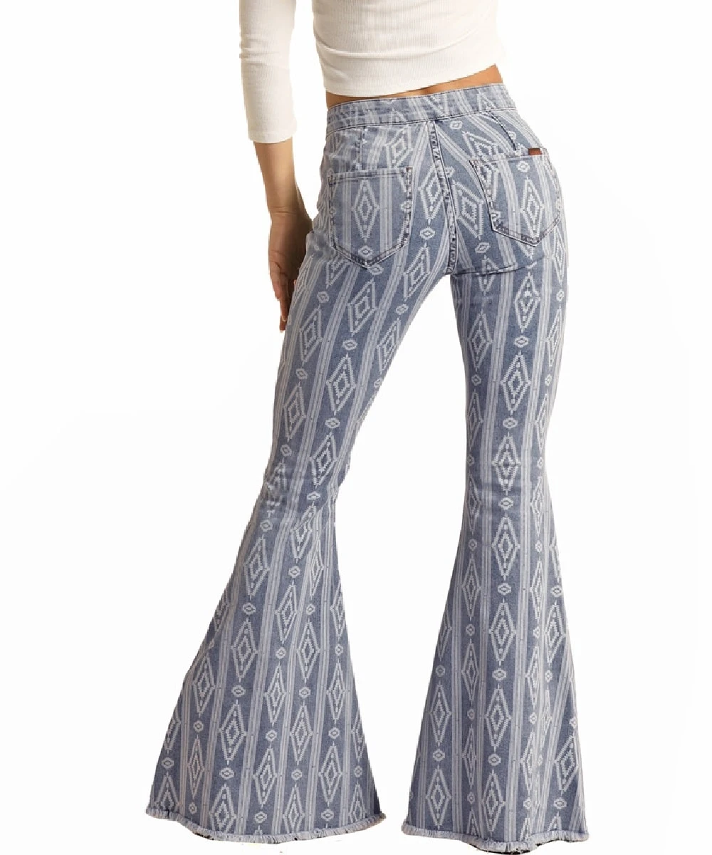 Panhandle Women's Aztec Print Bargain Button Bell Jean 2 Panhandle Women's Aztec Print Bargain Button Bell Jean - Image 2