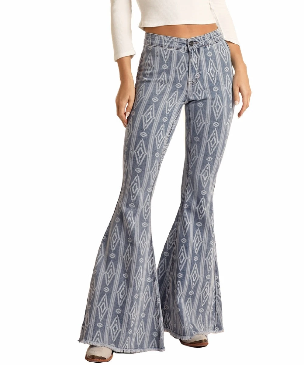 Panhandle Women's Aztec Print Bargain Button Bell Jean 1 Panhandle Women's Aztec Print Bargain Button Bell Jean