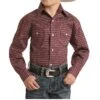 Panhandle Boys' Burgundy Geo Snap Shirt