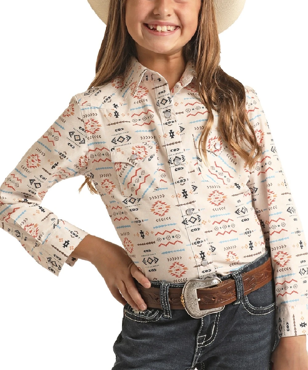 Panhandle Girls' Southwestern Print Snap Shirt 1 Panhandle Girls' Southwestern Print Snap Shirt