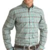 Panhandle Men's Dobby Plaid Button Down Shirt