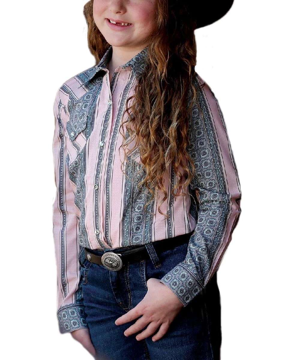 Cruel Girl Girls' Pink Striped Western Snap Shirt 1 Cruel Girl Girls' Pink Striped Western Snap Shirt