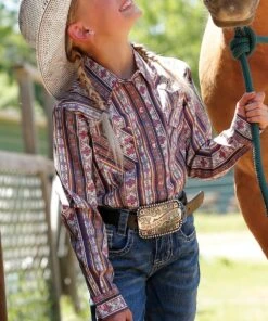 Cruel Girl Girls' Stripe Snap Western Shirt
