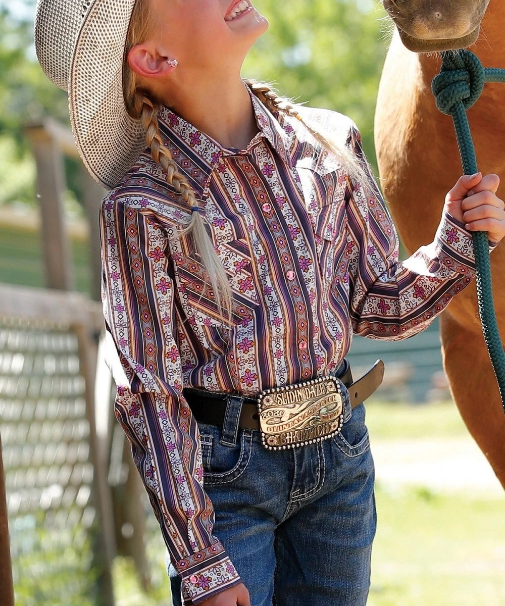 Cruel Girl Girls' Stripe Snap Western Shirt 1 Cruel Girl Girls' Stripe Snap Western Shirt