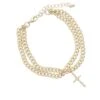 Jane Marie Women's Two Layer Chain Cross Bracelet