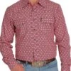 Cinch Men's Red Medallion Modern Fit Button Down Shirt