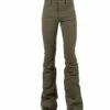 Stetson Women's Olive Green Slim Fit Flare Leg Jean
