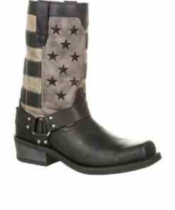 Durango Men's Square Toe Black Faded Flag Harness Boot