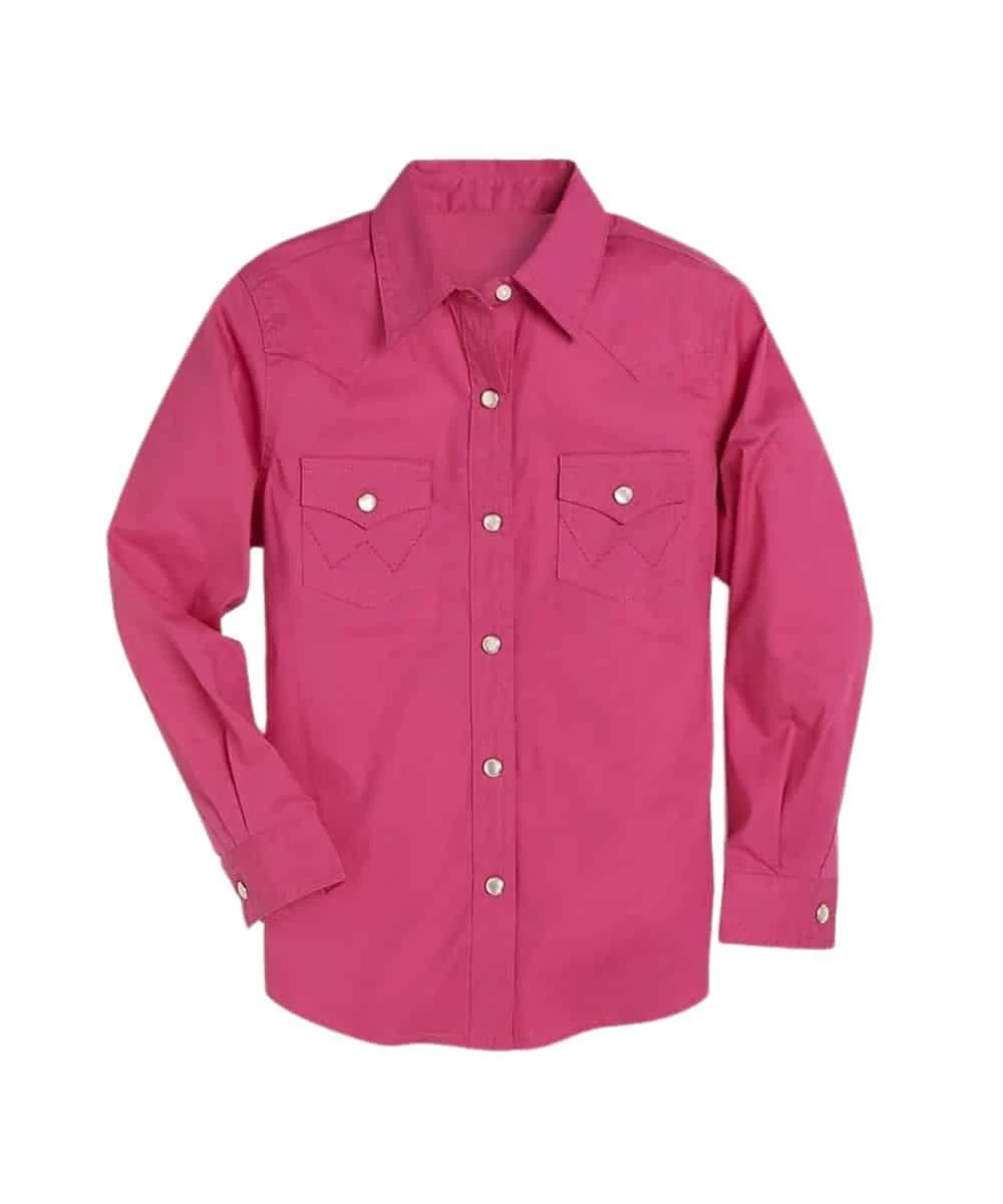 Wrangler Girls' Pink Western Snap Shirt