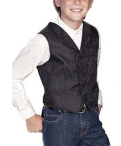 Scully Boys' Black Paisley Vest