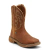 Justin Men's Rush Rustic Tan Waterproof Steel Toe Pull On Boot