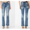 Miss Me Women's Low Rise Fleur De Lis Bootcut Jean