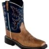 Old West Children's Brown And Blue Leather Boot